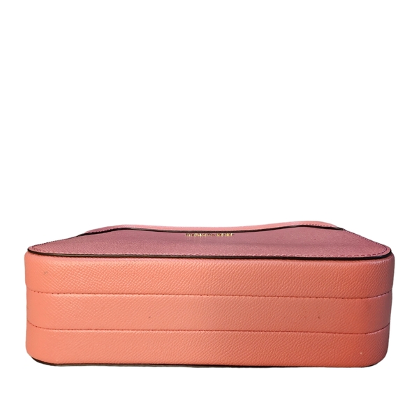 Michael Kors Houston Leather Double Zipper Crossbody Handbag In Grapefruit - Picture 7 of 13